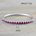 Pink And Blue Stone Half-Eternity Slim Ring In Silver Tone view 4