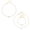 Pearl Bead Necklace Bracelet Set Gold Steel Ball Accent view 5