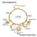 Gold Steel Heart Celestial Multi Charm Necklace Bracelet Set view 12