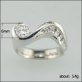Silver Tone Wave Shape Clear CZ Accent Finger Ring view 4