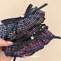Plaid Fabric Bow Black Claw Hair Clips in Two Colors view 2