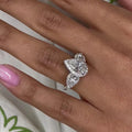 Pear-Shaped Solitaire Three-Stone Halo Ring In Silver Tone view 4