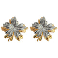 Two-Tone Leaf Stud Earrings Gold Silver Stackable Design view 5