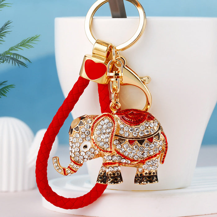 Mixed Jeweled Elephant Keychains in Several Constructions with Two Wrist Loops