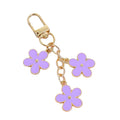 Triple Flower Enamel Keychain Gold Lobster Clasp Charm view 7