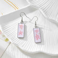 White Rectangular Pressed Flower Drop Earrings in Twelve Designs view 10