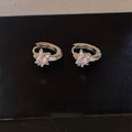 Silver Crystal Star Huggie Hoop Earrings Statement Jewelry view 2