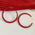 Red Coated Hoop Stud Earrings In Three Graduated Sizes view 7