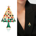 Jeweled Christmas Tree Brooch in Yellow Green and Red view 2