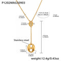 Polished Coffee Bean Y Lariat Necklace Gold and Steel Tones view 6