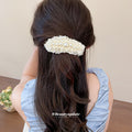 White Pearl Openwork Flower Duckbill Hair Clips Two Styles view 3