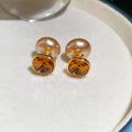Champagne Pearl Stud Earrings With Detachable Round Backs view 6