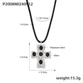 Textured Cross Pendant Black Cord Necklace Gold Steel view 9