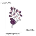 Branch With Pearl Brooch In Metal With Faceted Crystal Leaves And A Large Colored Round view 5