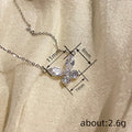 Silver Butterfly Marquise CZ Pendant Necklace Delicate Chain view 4