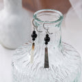 Black Bead and Iridescent Rectangle Two-Way Earrings view 4