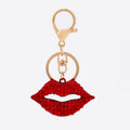 Red Rhinestone Lips Keychain Gold Clasp Open Mouth Charm view 4