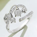 Lily Of The Valley Open Ring In Polished Silver Tone view 1