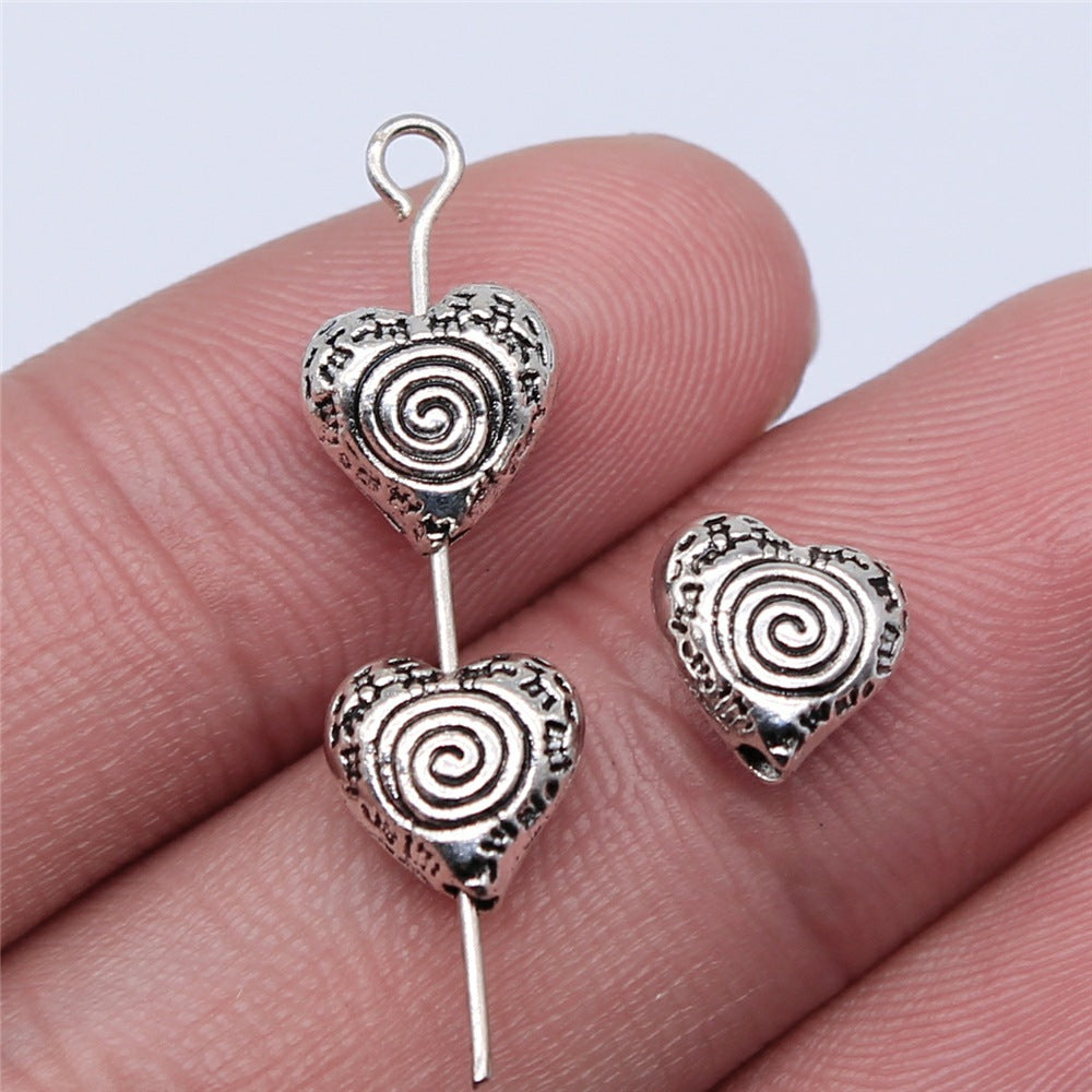 9x8mm 1.1g Antique Silver Zinc Alloy Heart Loose Metal Beads for Bracelet Necklace Jewelry Making