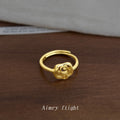 Gold-Tone Openwork Rose Flower Open Adjustable Ring view 4