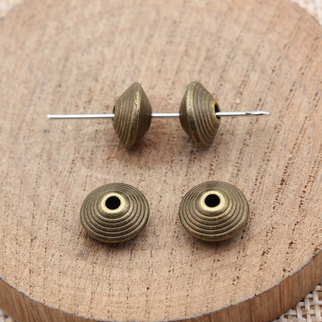 10x10x5.5mm 1.35g Multicolor Zinc Alloy Conical Round Ring Pattern Spacer Double Sided Beads for DIY Jewelry Making