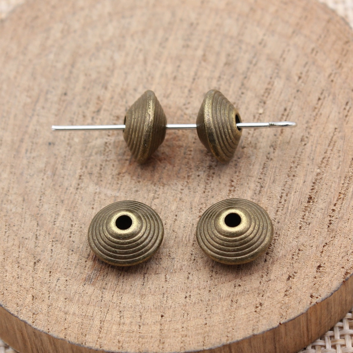 10x10x5.5mm 1.35g Multicolor Zinc Alloy Conical Round Ring Pattern Spacer Double Sided Beads for DIY Jewelry Making
