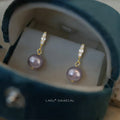 Gold Tone Clear Stone Bar And Gray Pearl Drop Earrings For Women view 4