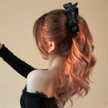 Black Satin Bow Twist Hair Barrette Clip Ponytail Style view 3