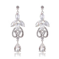 Silver Tone Crystal Leaf Scroll Crystal Five Designs Metal Dangle Earrings view 6