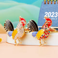 Mixed Jeweled Rooster Hen and Chick Keychains in Nine Body Styles view 2