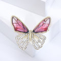 Butterfly Brooch With Printed Wings and Clear Crystal Filigree view 6