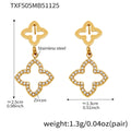Gold Hollow Four Leaf Clover Zircon Earrings Ring Necklace view 6