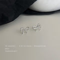 Silver Tone Double Loop Wire Ribbon Bow Stud Earrings For Women view 3