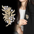 Gold Tone Wheat Matte Pearl Look Metal Brooch Pin for Jackets and Lapels view 3
