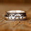 Silver Tone Wide Spinning Mountain and Flying Bird Band Ring view 1