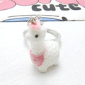 Flocked White Alpaca Llama Keychains Metal Rings 6 Styles view 7