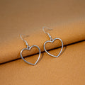 Gold and Silver Minimalist Open Heart Long Hook Earrings view 7