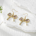 Gold Bow Dried Flower Resin Drop Earrings Five Petal Colors view 7