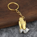 Two-Tone Praying Hands Metal Keychain in Silver and Gold Styles view 4