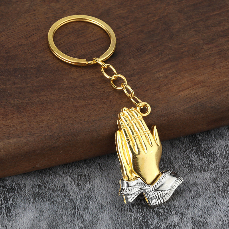 Praying Hands Metal Keychain Pendant Unisex Gift Charm