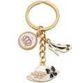 White Pearl-Look Crown Hat and Heel Metal Keychain Pair view 5