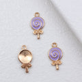 Gold Tone Swirl Lollipop Enamel Charms in Three Colors view 3
