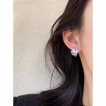 Small Multicolor Crystal Flower Huggie Hoop Earrings view 2