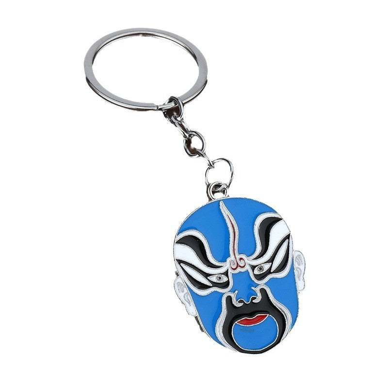 Chinese Opera Mask Zinc Alloy Keychain Gift Accessory