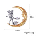 Crescent Moon And Fairy Brooch In Gold Tone With Blue Accent view 5