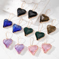 Faceted Heart Crystal Drop Earrings Gold Hooks 6 Colors view 1