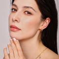 Gold Multicolor Baguette Glass Stone Ear Cuffs Beaded Edge view 2