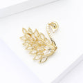 Gold Tone Swan Brooch with Clear Marquise Crystals view 4