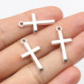 Antique Silver Tone Cross Pendants with Floral Cutout Details view 1