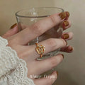 Gold-Tone Openwork Rose Flower Open Adjustable Ring view 2